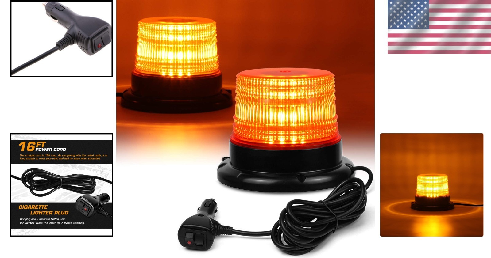Weatherproof LED Strobe Light for Vehicle Safety – 12V-24V with 7 Flash Patterns