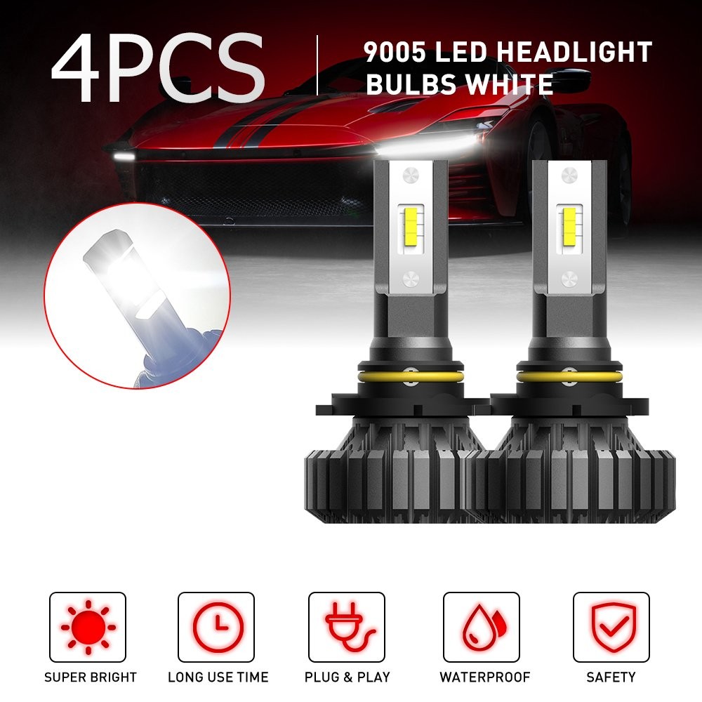 9005 HB3 LED Headlight Kit High Beam Low Beam Headlamps Bulb Combo Kit 18W Power