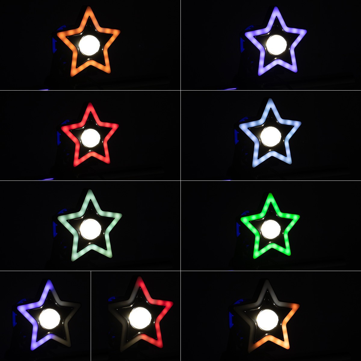 Motorcycle LED External Headlight Seven Color Star Shaped Front Spotlight