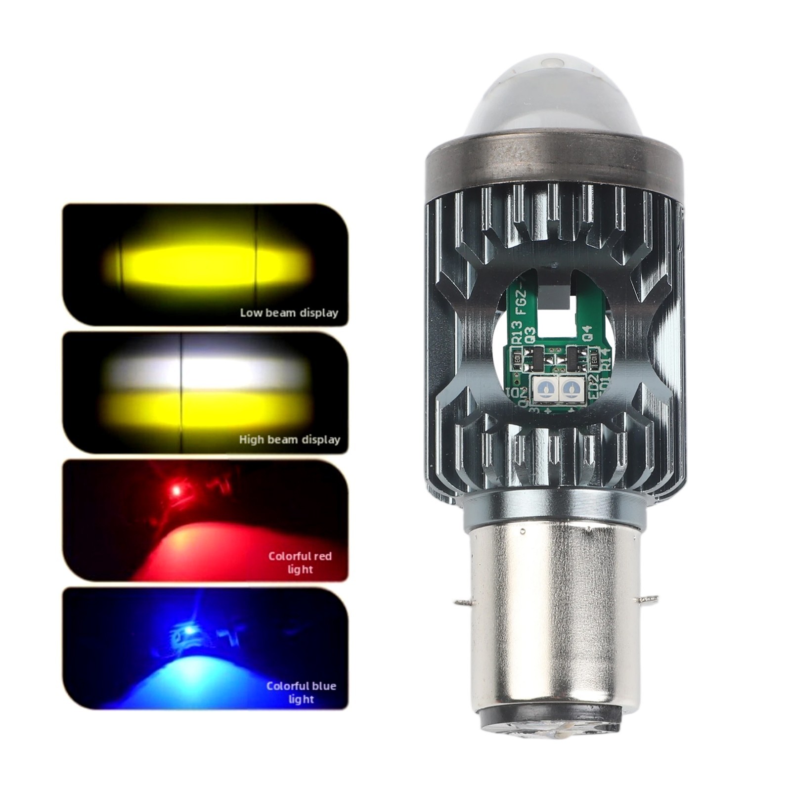 LED Headlight with Aviation Aluminum White Yellow Lens Red Blue for P15D