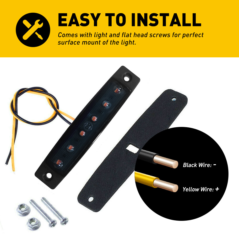 Amber Smoked Strip LED Running Lights For Truck Trailer Signal lights Waterproof