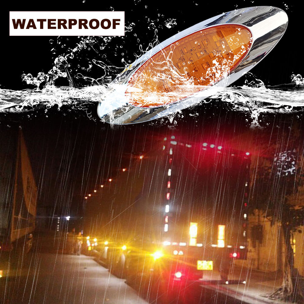 4x 6.5″ Amber 16 ENERGY-EFFICIENT LIGHT Oval Side Marker Light for Freighliner P
