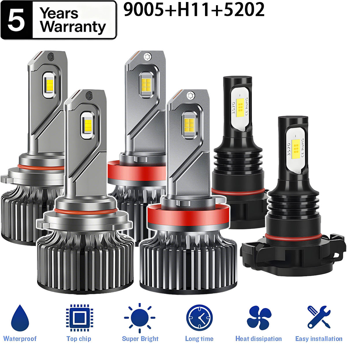 6x LED Headlight Bulb Hi/Lo Beam Fog Light 20000Lm For Dodge Charger 2011-2014