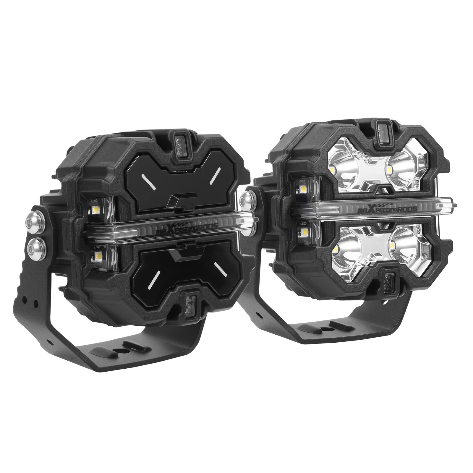LED Driving Light Pods 3.5″ Aluminum Housing Spot Beam Side Shooter DRL Amber