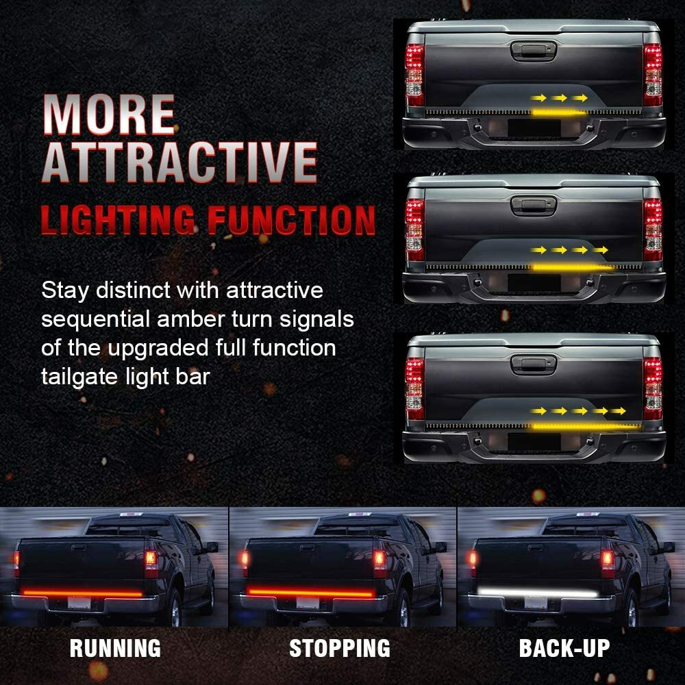 60″ 3 Row 432 LED Strip Tailgate Light Bar Truck Reverse Brake Signals Tail Lamp