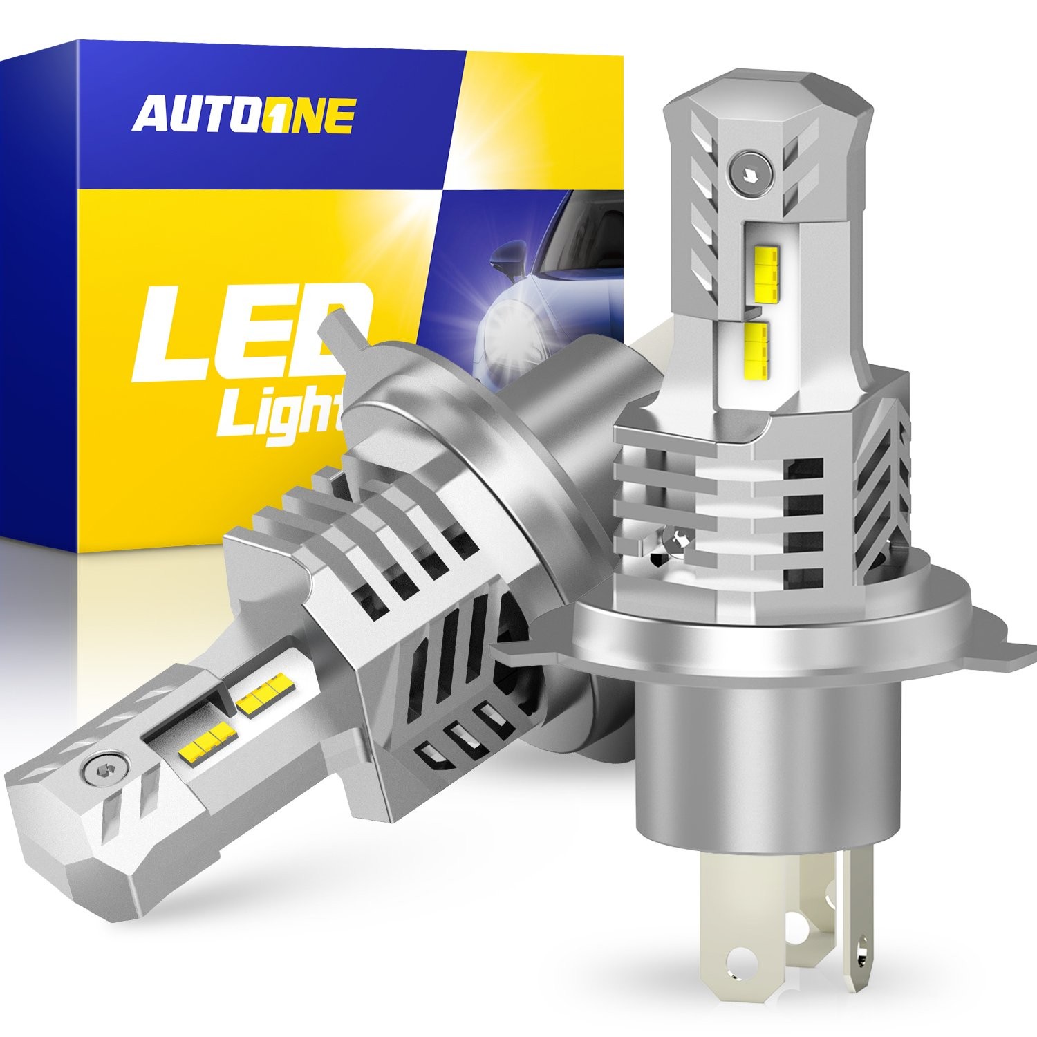 2x AUTOONE H4 9003 6000k Super White Kit LED Headlight Bulb High Low Bulbs E1