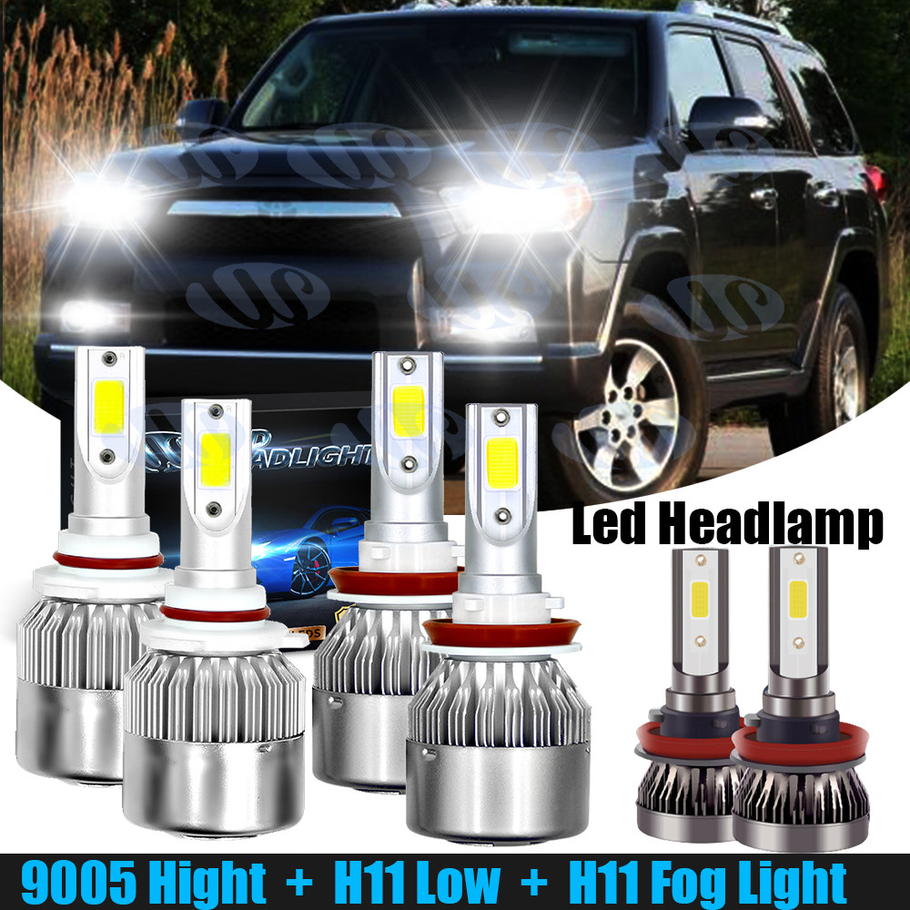 For Toyota 4Runner 2010-2020 LED Headlight Bulbs Kit High/low Beam + Fog Light