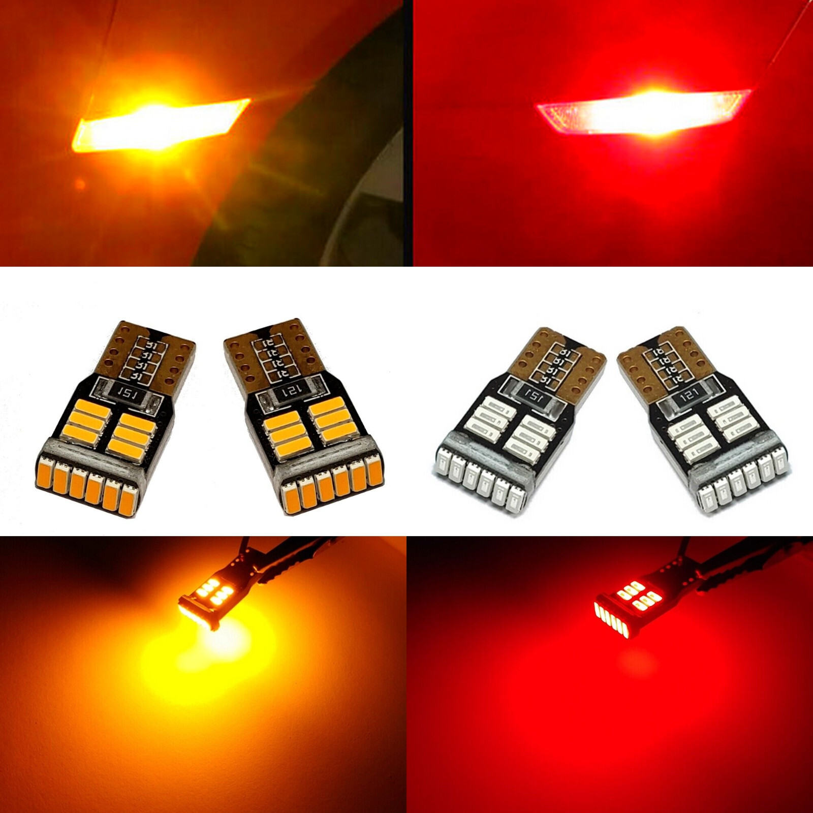 2 Front + 2 Rear Camaro side marker led 194 light bulbs Super Bright 3014 Series