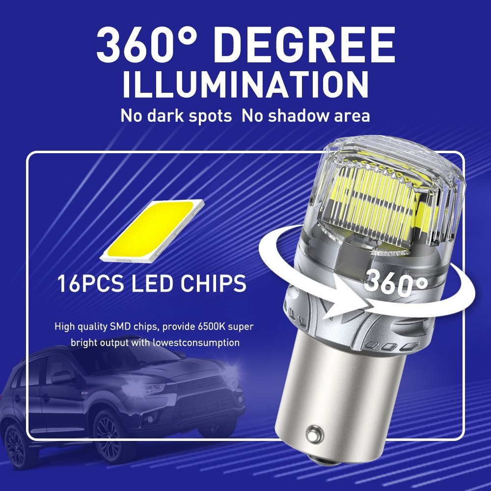 2pcs 1156 LED Reverse Backup Light Bulbs Super Bright White 6000K 1000LM BA15s