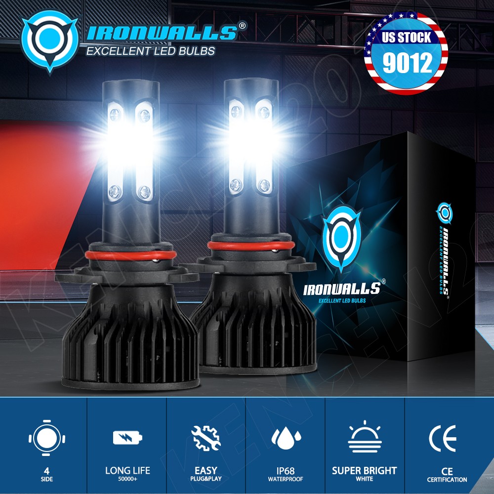 4/6 Sides 9012 HIR2 LED Headlight Bulbs Kit High Low Beam Super Bright White 2X