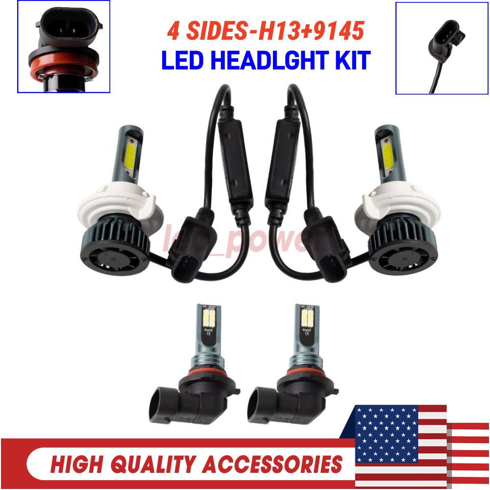 For Ford F 150 2004-2014 10000k LED Headlight Hi/Lo + Fog Light Bulbs Combo 4x