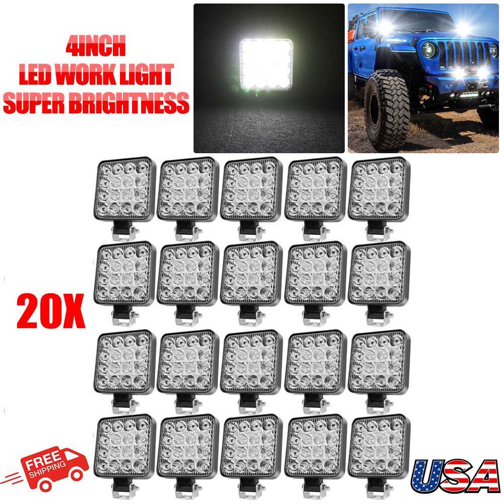 20pcs 48W LED Work Light Truck OffRoad Tractor Spot Flood Lights 12V 24V Square