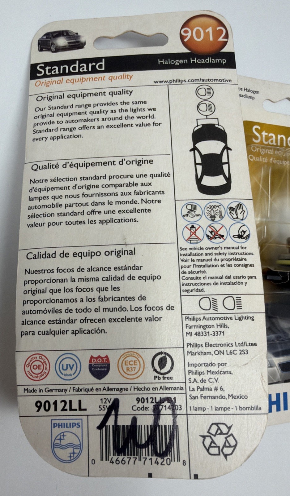 Philips 9012LLB1 Headlight Bulb-Standard – Lot of 3