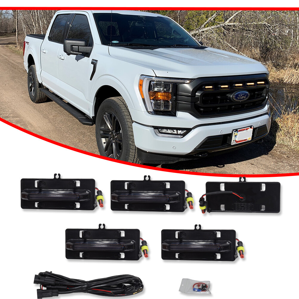 Front Grille Lights for Ford F150 2021 2022 2023 XL XLT Led Grill Amber Lights