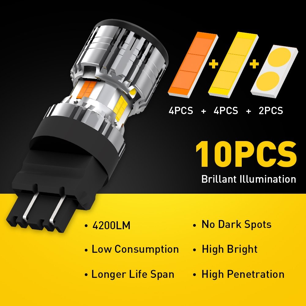3157 LED DRL White / Amber Switchback Turn Signal Parking Light Bulb 6000K 3000K