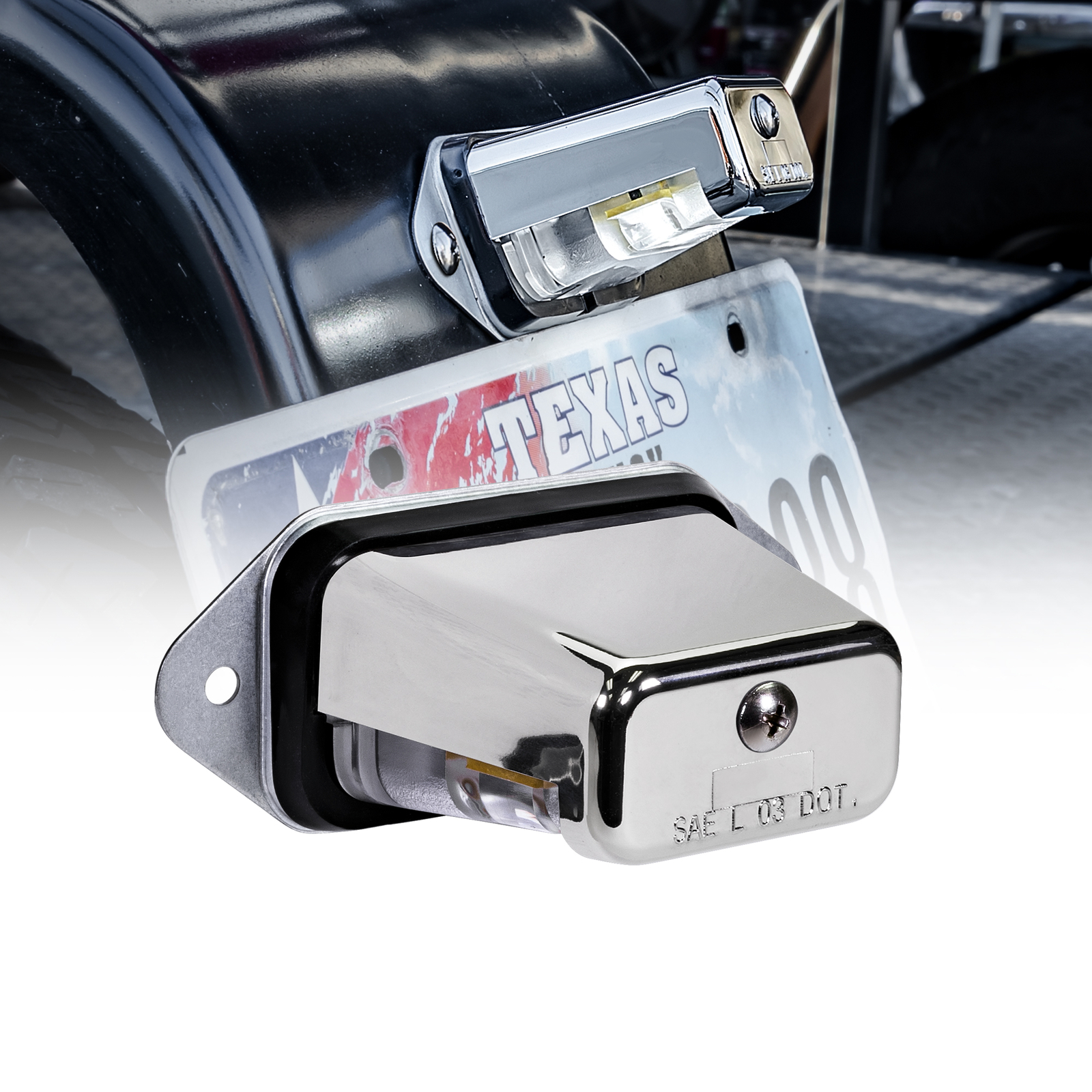 Chrome 12V DC Surface-Mount DOT LED License Plate Light for Boat Trailer UTV ATV