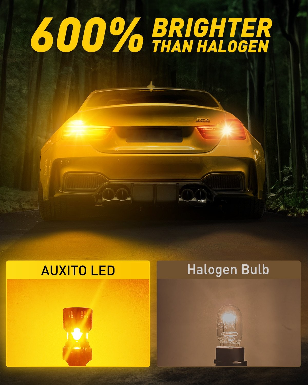 4PCS 7443 Amber LED Turn Signal Light Blinker Bulb Error Free Built-in Resistor
