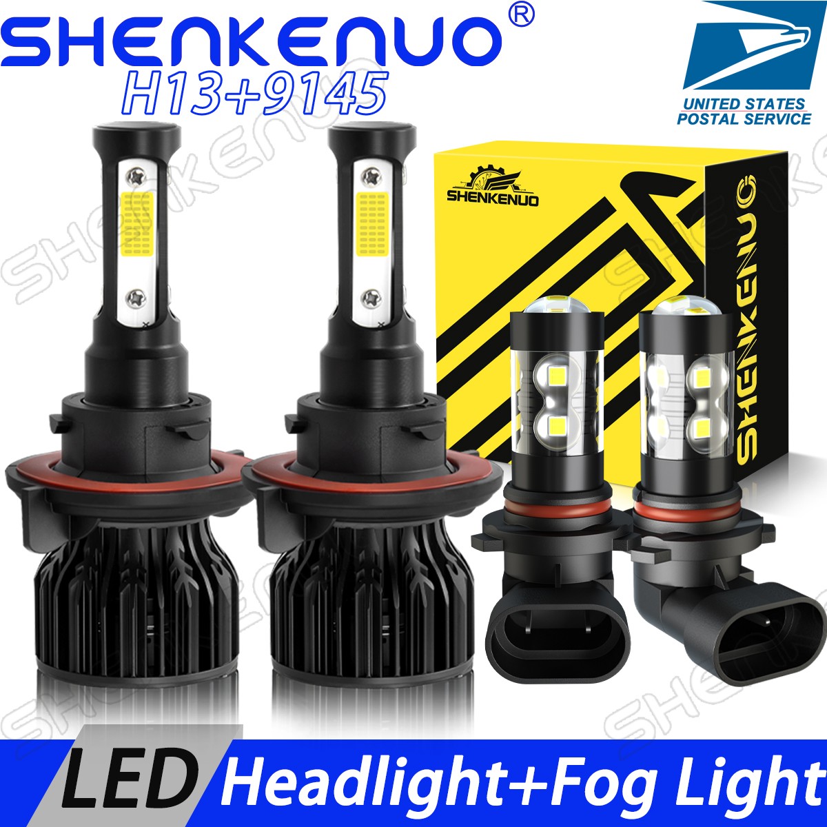 For Jeep Wrangler 2007-2009 4Pcs 9008/H13+9145 LED Headlight Bulbs+Fog Light