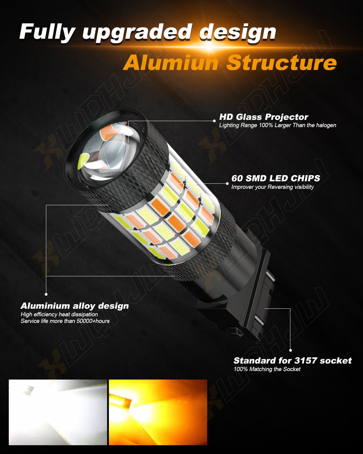 2pcs 3157 LED Amber Yellow Turn Signal Light Bulb for Chrysler 300 2005-2010