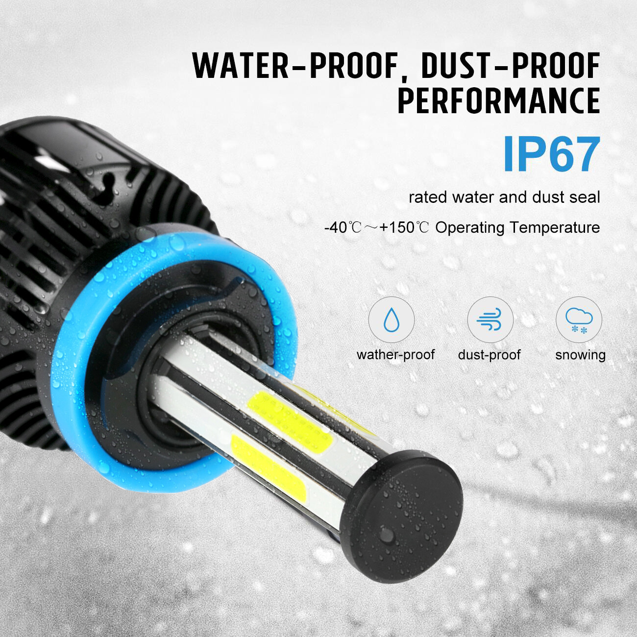 6-sides H11 LED Headlight Low Beam Bulbs 1500000LM Bright 6500K Super White Pair