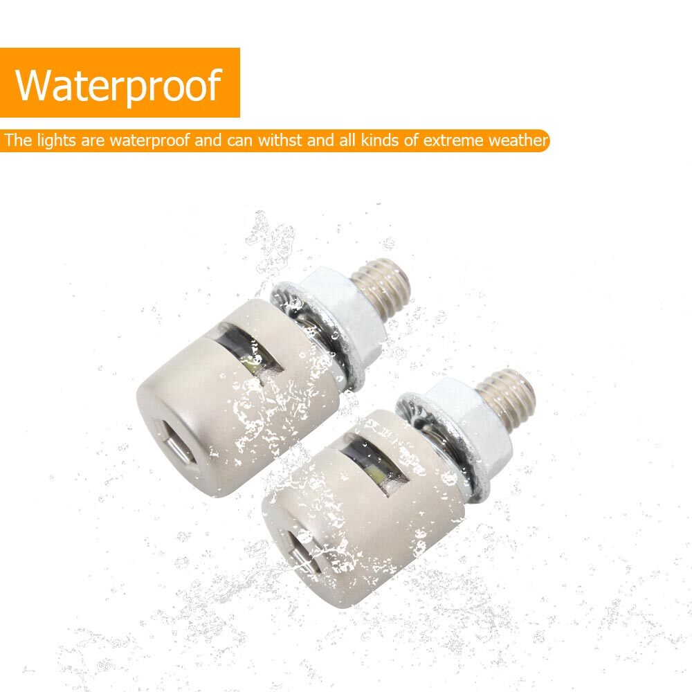 1pair Silver Mini LED License Plate Lights M6 Screw Bolt White Lights Universal