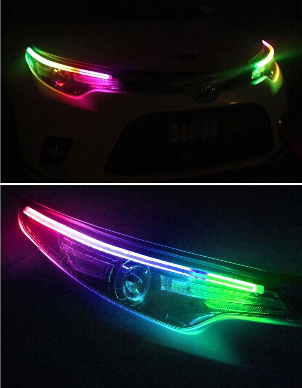 BT RGB Neon Charm Dynamic Magic Color 24″ Strips Flow Chase Indicator for Toyota