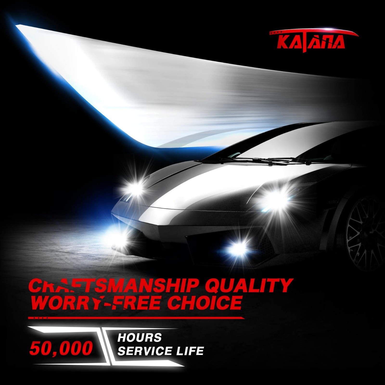 KATANA 9005 H11 Bulbs Combo, 800% Brightness 6500K White Plug and Play 1:1 Size