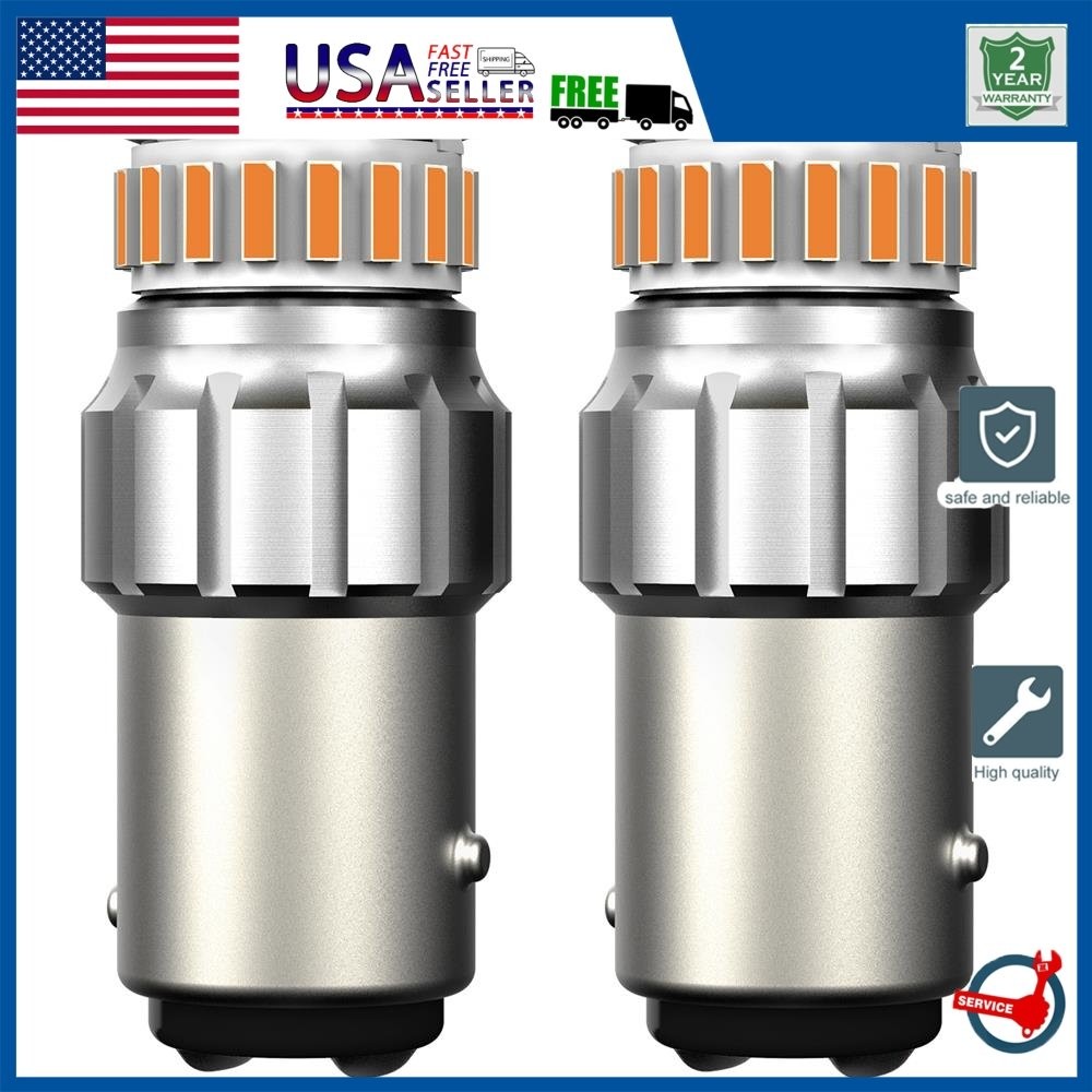1/2set 1157 2057 Amber LED Stop Signal Brake TailLight Replace Halogen Bulb