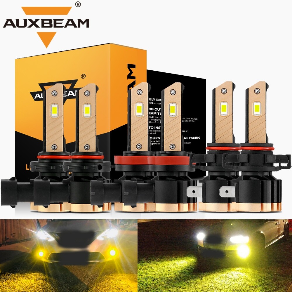 For Chevy Silverado 1500 2500 2007-2015 AUXBEAM Canbus LED Headlights +Fog Bulbs