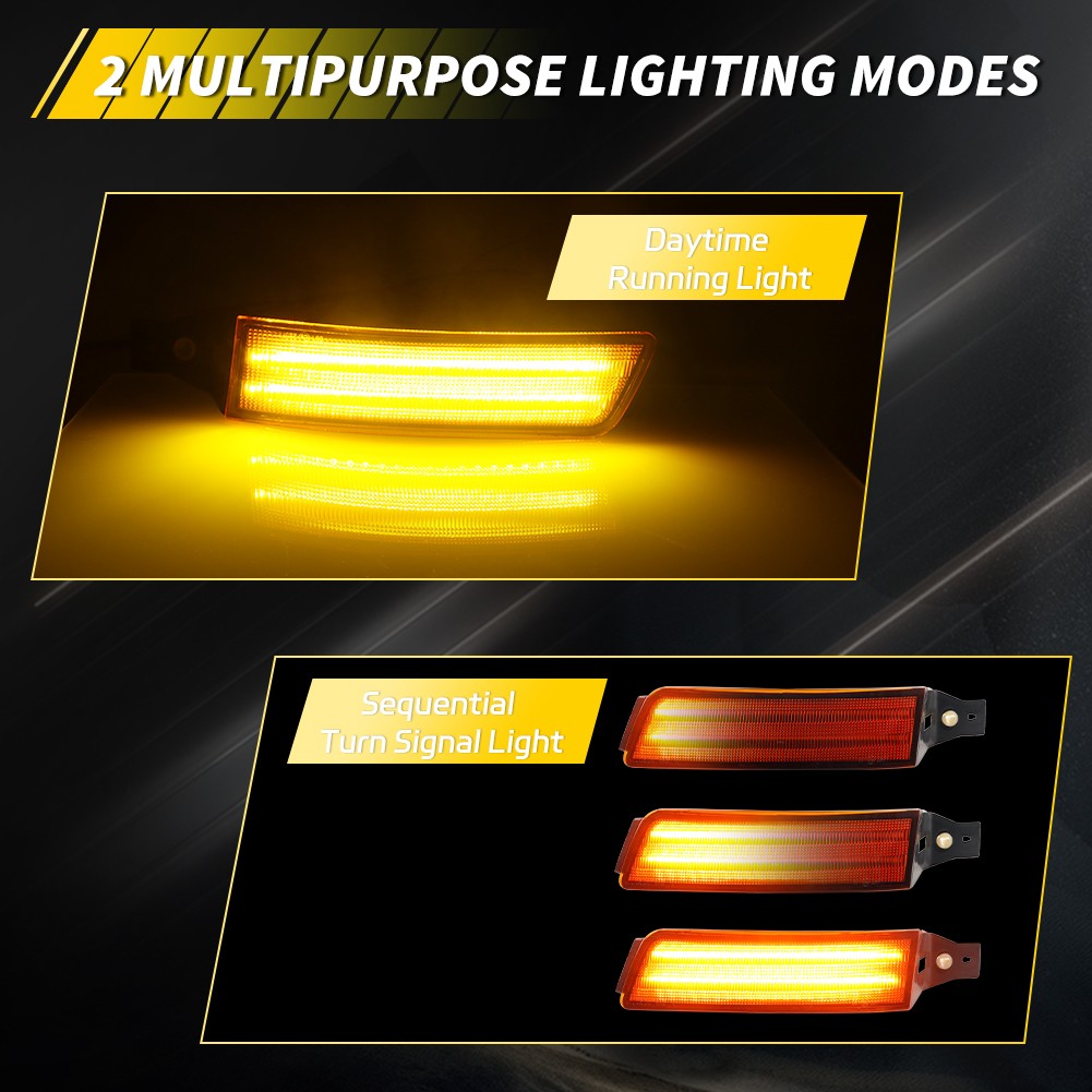 2X Amber Dynamic LED Parking Turn Signal Lights For 91-95 Toyota MR-2 MR2 SW20