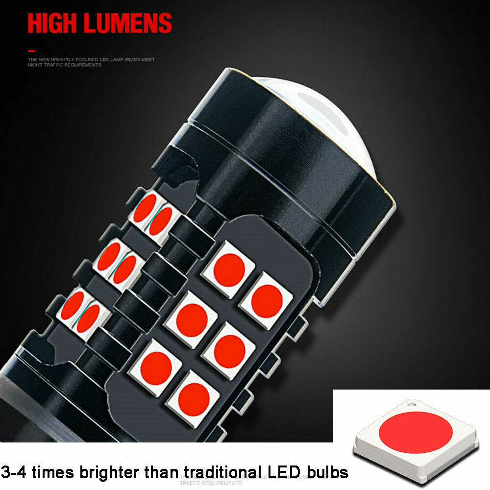 2pcs 1156 7506 LED Red Strobe Flashing Blinking Brake Tail Light Lamp Bulbs
