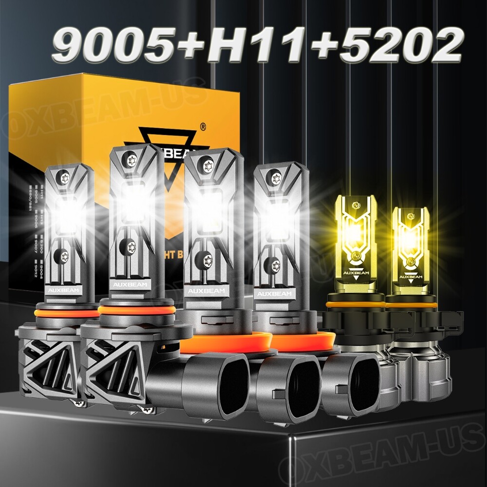 AUXBEAM 9005 H11 5202 LED Headlight Fog Bulbs 6500K/3000K For Colorado 2015-2024