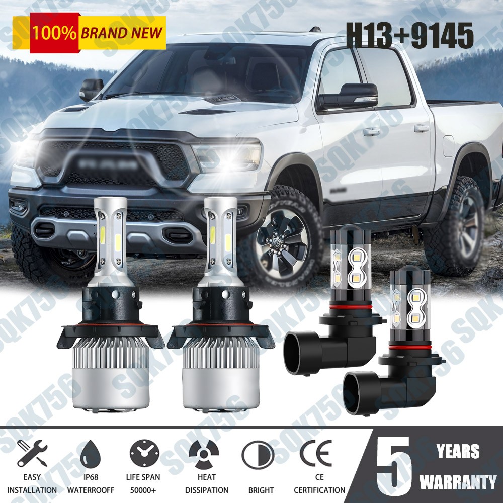 H13 9008 9145 LED Headlight Fog Light Bulbs For RAM 1500 2500 3500 2011-2012