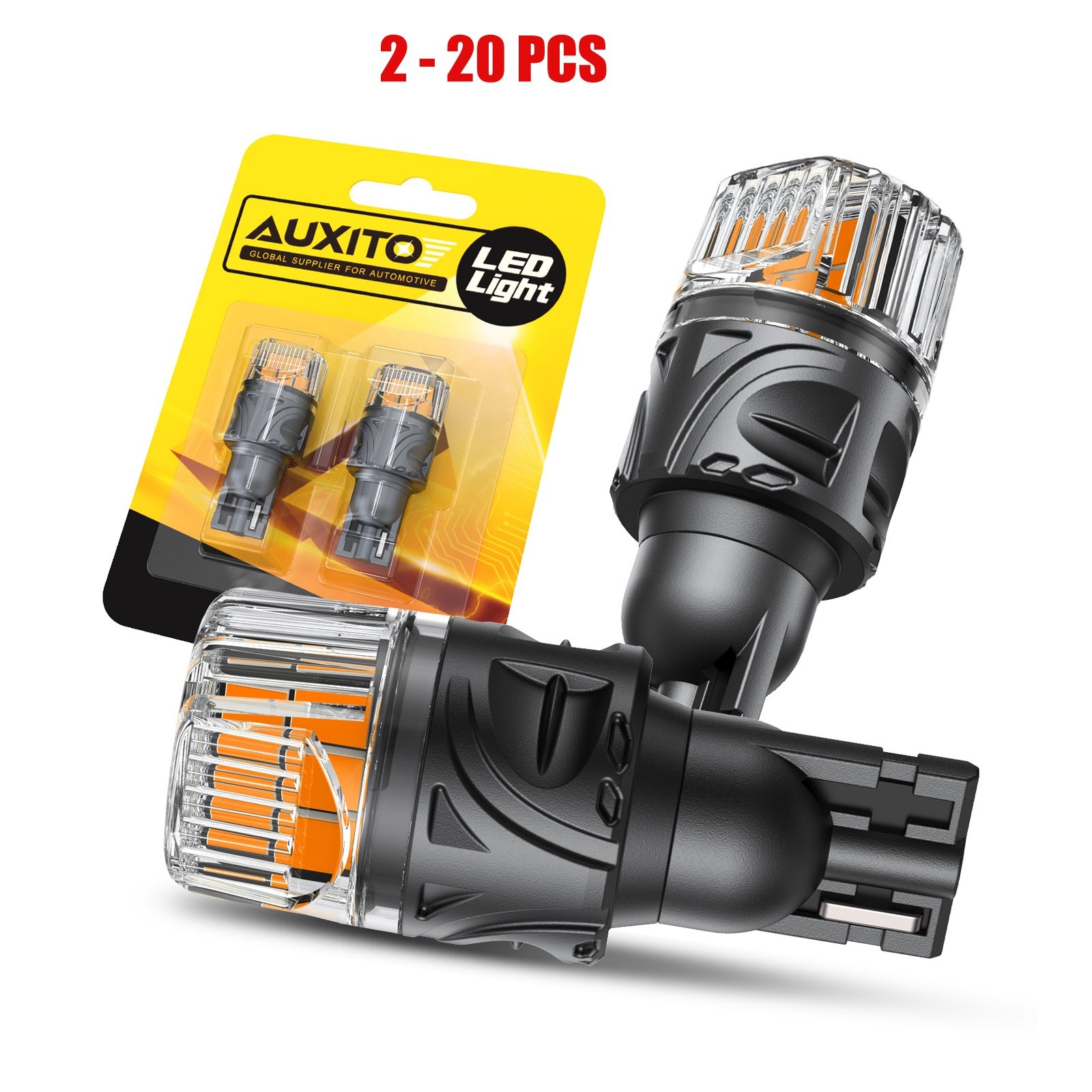 2-20X AUXITO LED Brake Tail Light Bulb 921 912 T15 Golden Yellow 3000k Gray-Look