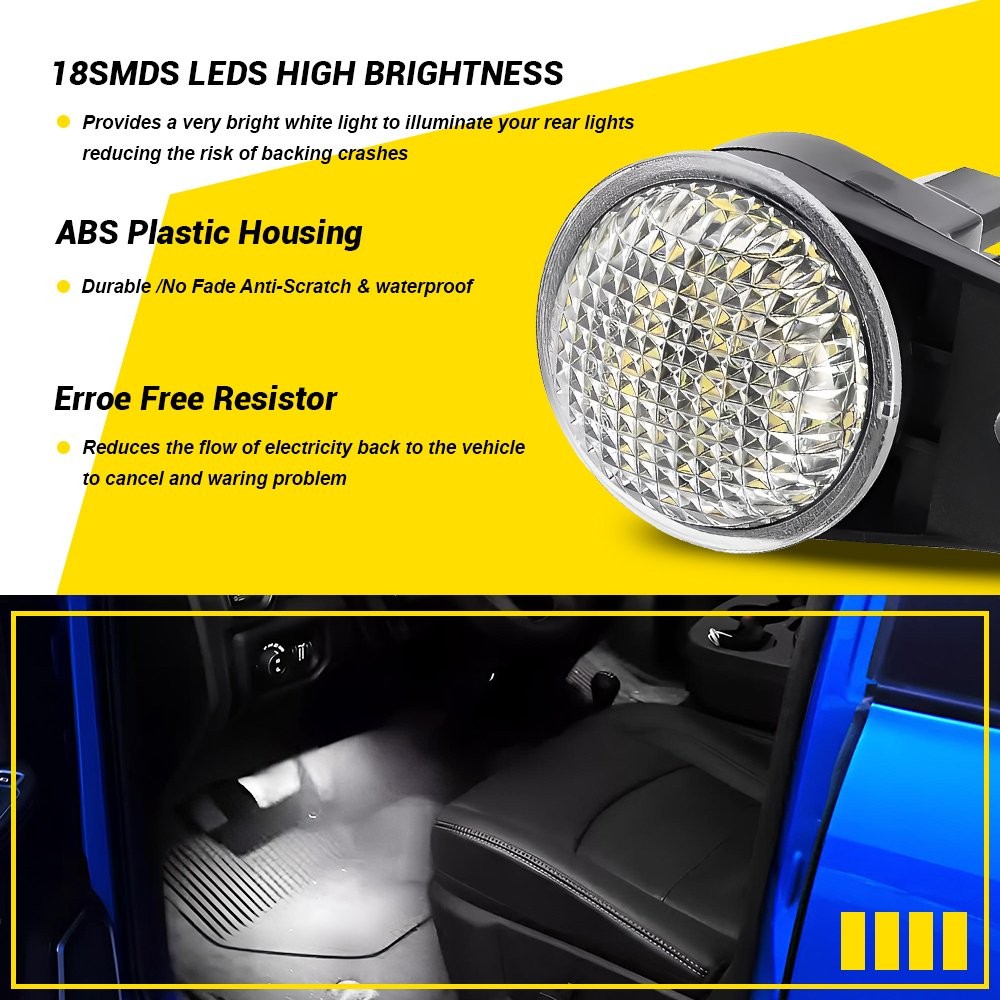 2PCS Clear LED White Under Dash Courtesy Light For 1999-2010 Jeep TJ Wrangler JK