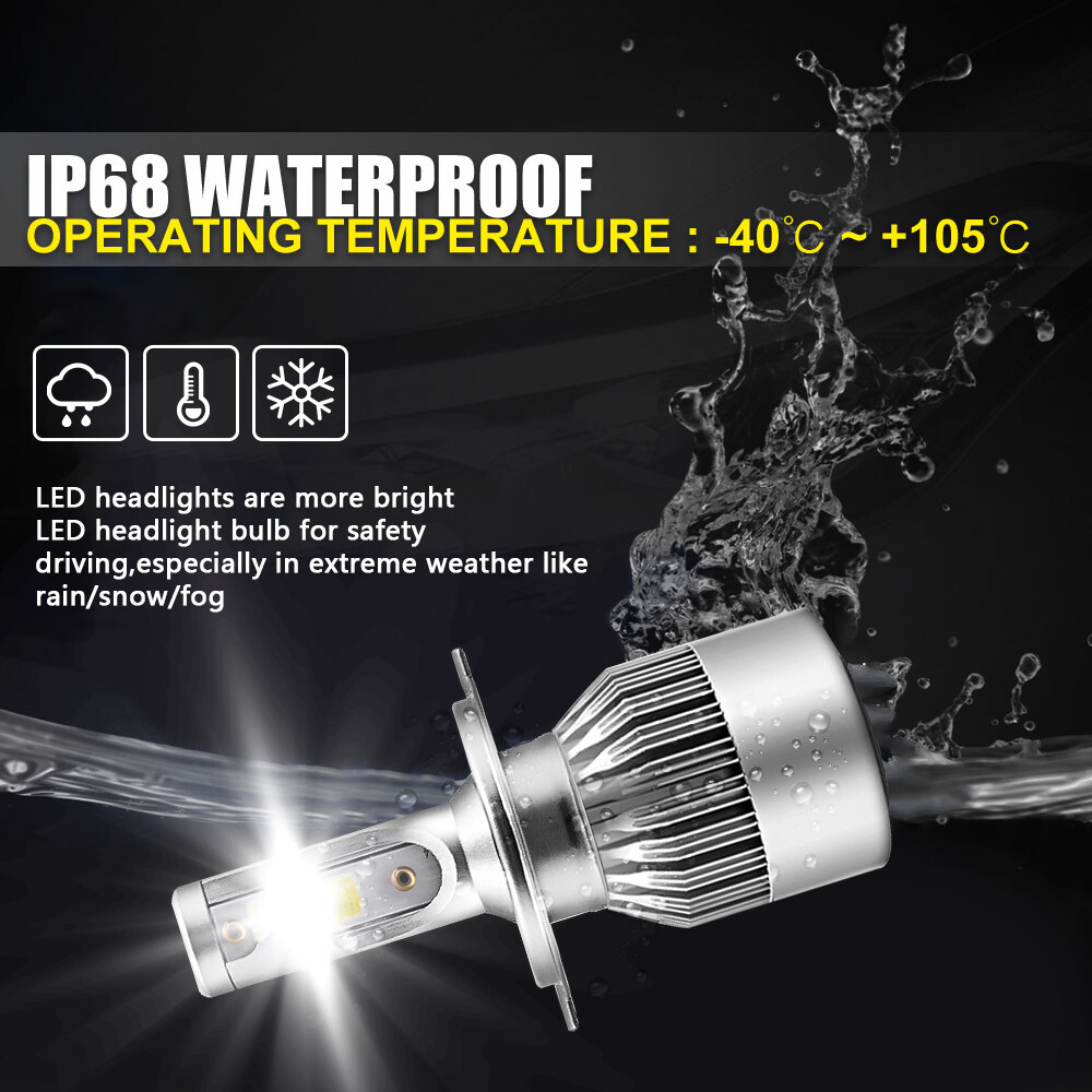 2x H4 9003 Semi High Low Beam Projector LED Headlight Bulbs Conversion Kits