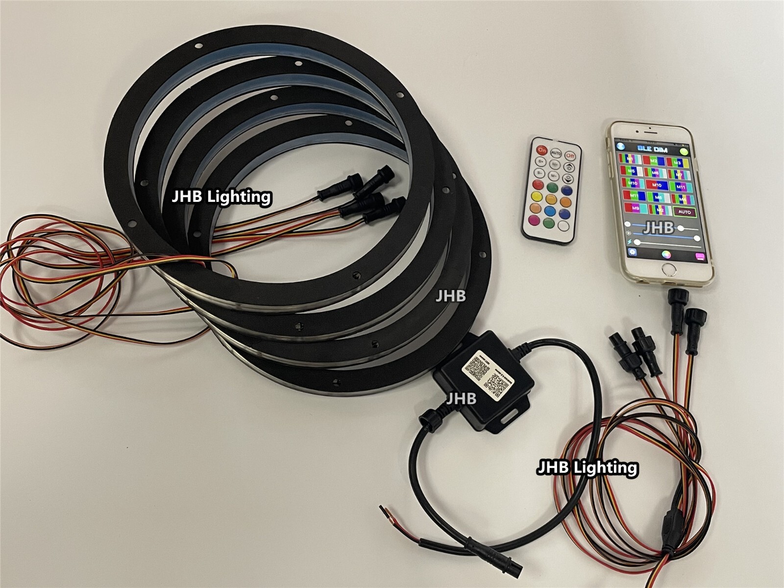 6.5″ x4PCS CHASING LED Remote & Bluetooth 1/2″ Spacer Speaker Rings Lights