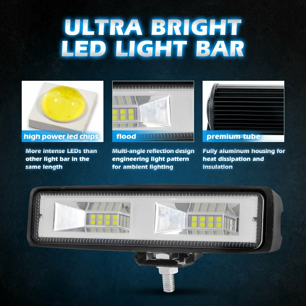10PCS 6 Inch 48W LED Work Lights Driving Fog Flood Beam Light Bar Offroad SUV