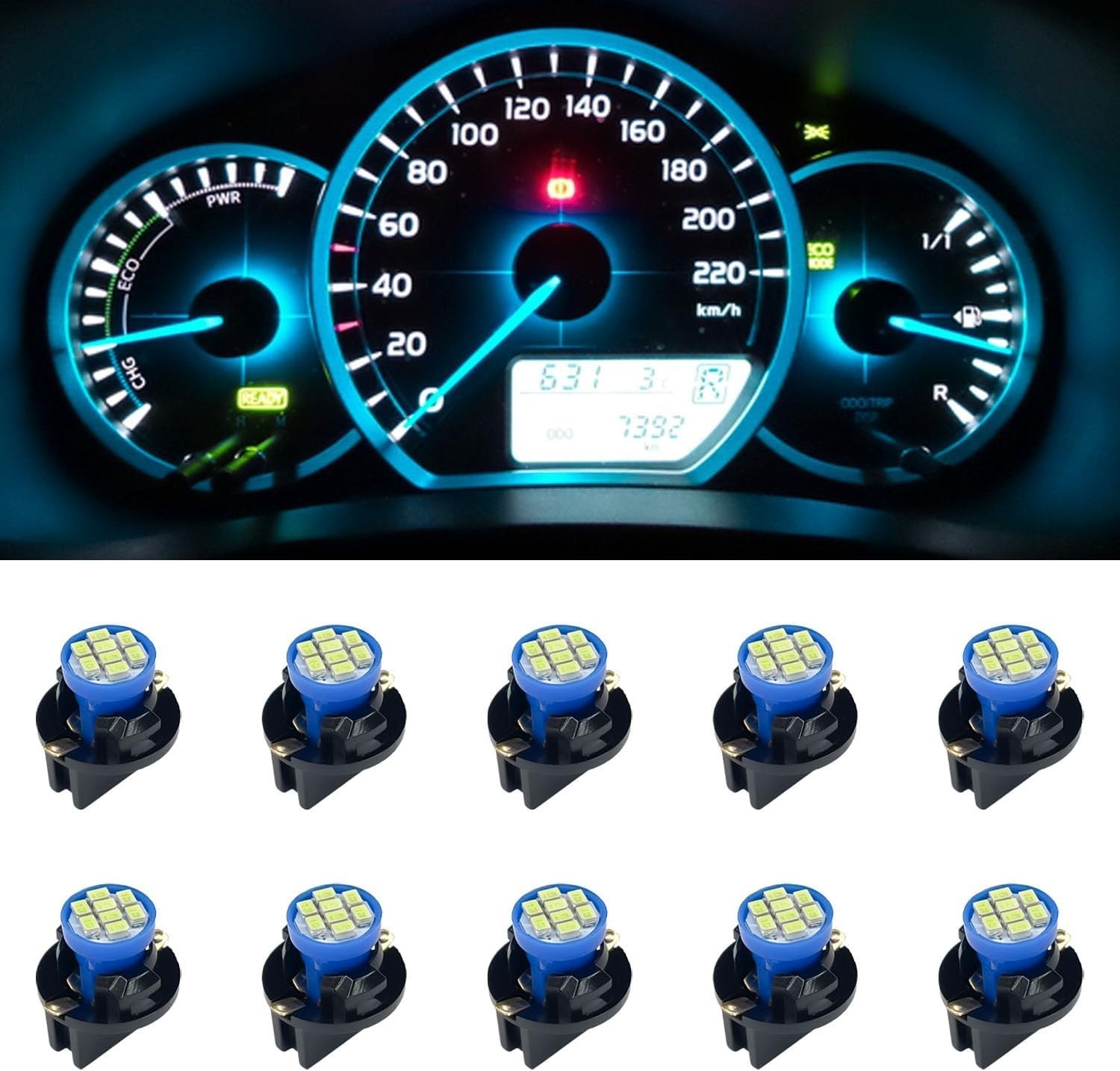 Universal Fit Car LED Instrument Light Bulbs – Ice Blue, 360-Degree Illumination