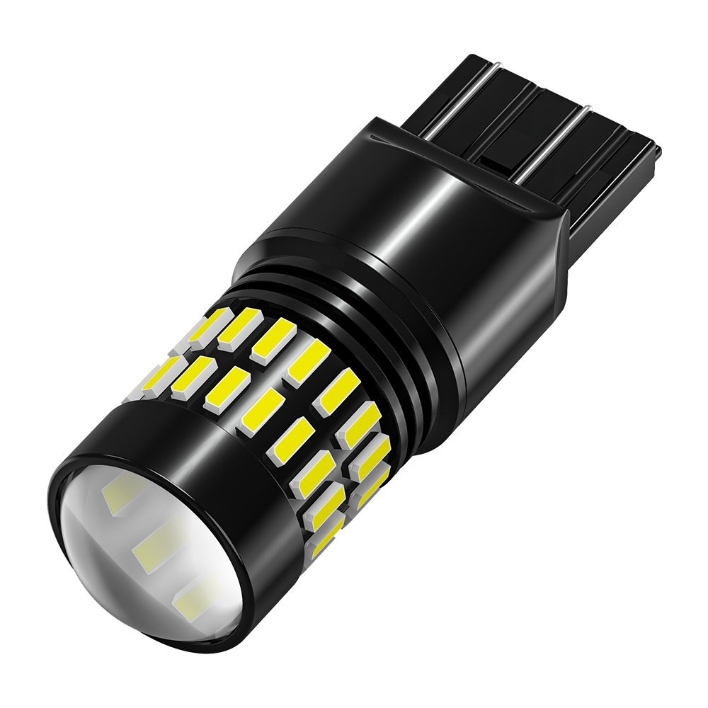 2X 7443 7440 LED Backup Reverse Brake Tail Stop Parking Light Bulbs CANBUS White