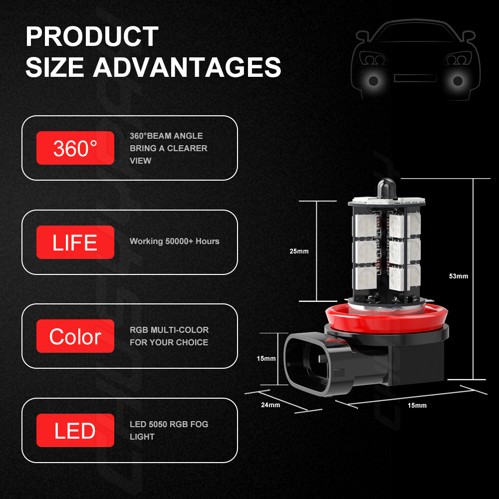 Error Free H11 LED projector RGB Fog Light Bulbs For BMW E90 325 328 335i