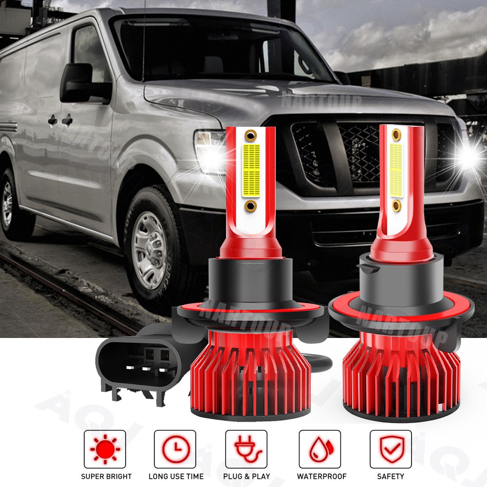 9008 H13 LED Headlight Bulbs For Nissan NV2500 2012-2017 6000K Super White