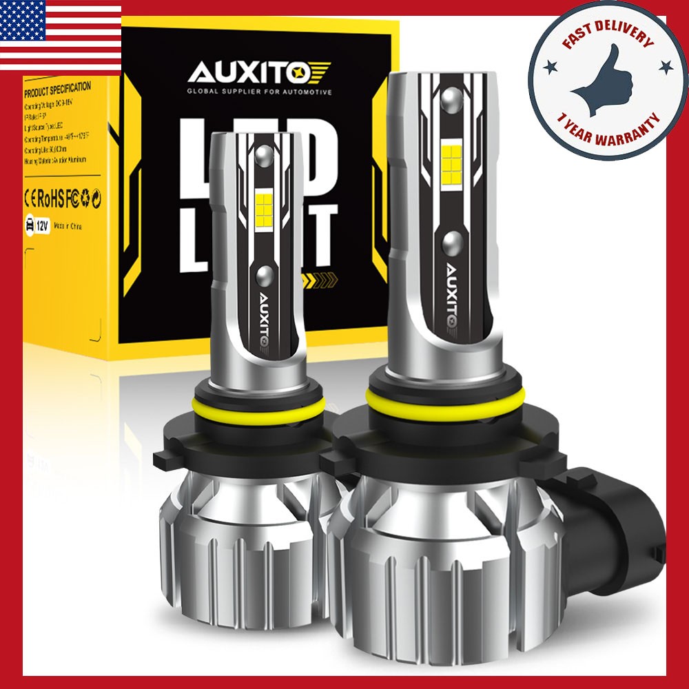 Pair 9006 HB4 E2 LED Series Headlight Bulbs Low Beam Kit White Bright AUXITO USA