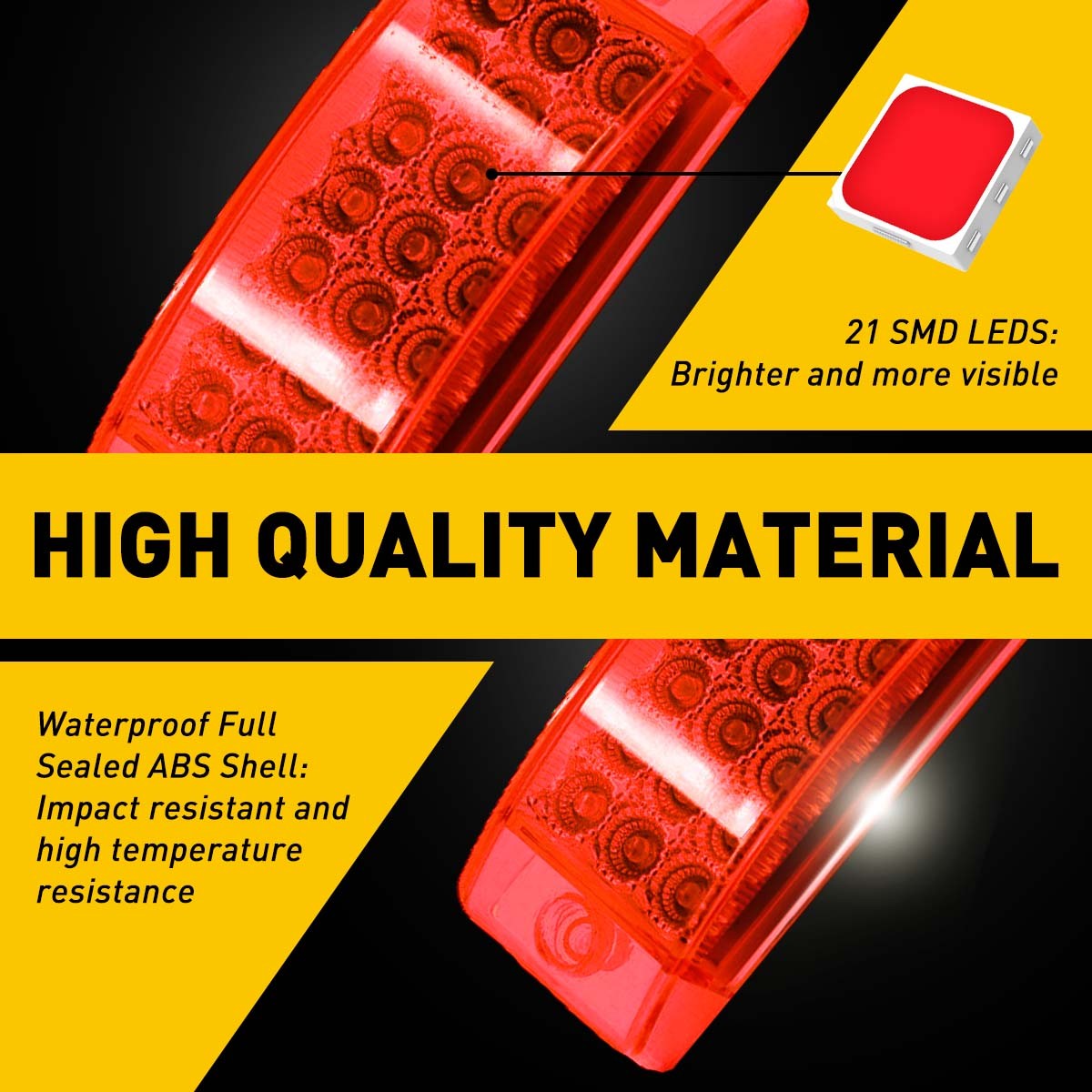Amber Red Car Truck Trailer RV 2.6″ Side 21-SMDs Marker Lights Waterproof OXILAM