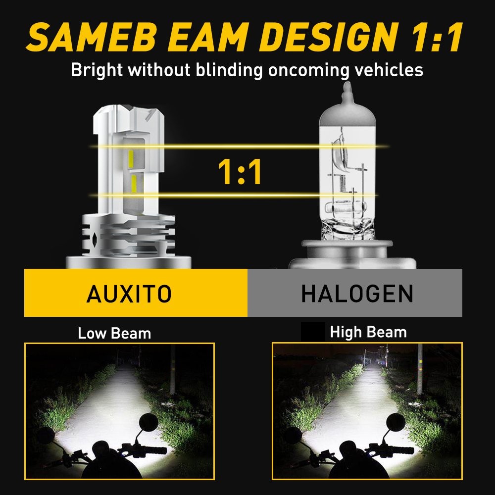 H4 9003 HB2 FANLESS LED Motorcycle Headlight Bulb Hi/Low Beam 6000K High Power