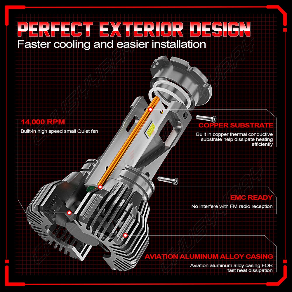 D2S D2R D2C D2H LED Combo Headlight Kit Bulbs 10000K Cool White High Low Beam