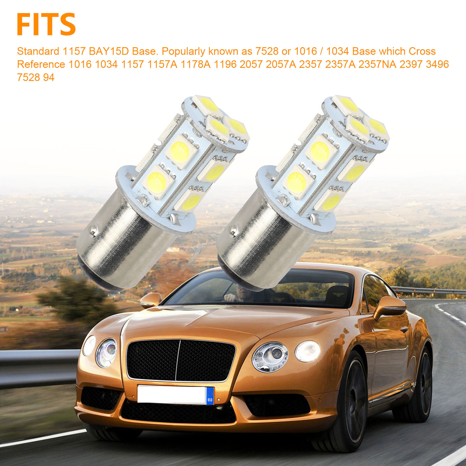 10x 1157 BAY15D 13-SMD LED Tail Brake Stop Turn Signal Parking Light Bulbs White