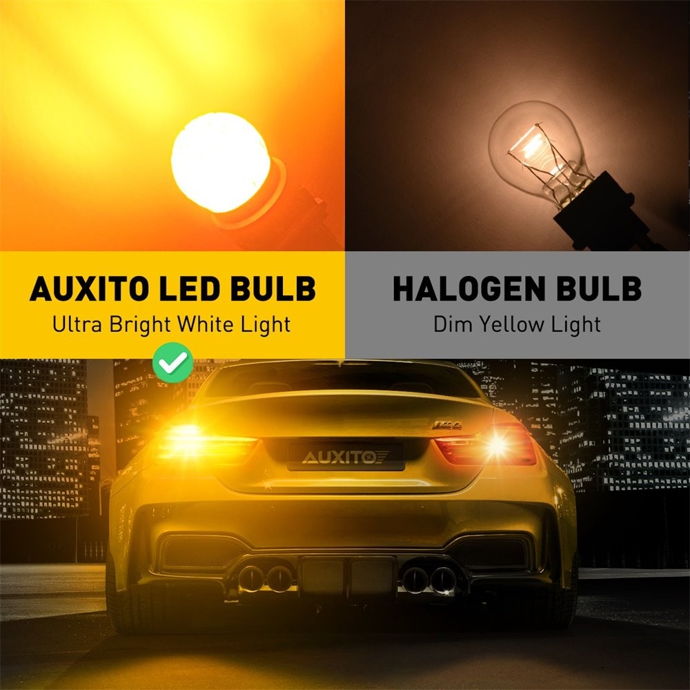 AUXITO LED 3157 Parking Turn Signal Light Corner Bulbs Amber Yellow Canbus Pair