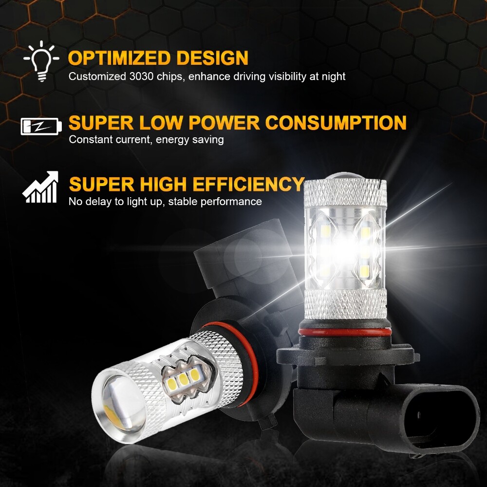 AUXBEAM 16SMD LED Lights Fog Light Bulbs 9145 H10 9140 Super Bright White 6000K