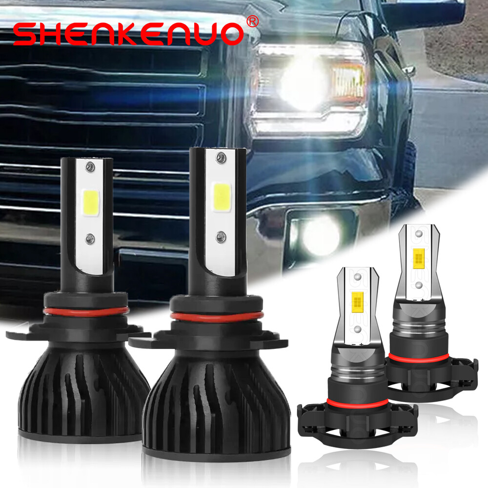 For 2014 2015 GMC Sierra 1500 LED Headlight Hi/Lo + Fog Light Bulbs Combo 6000K
